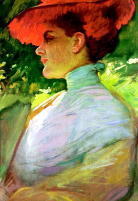 Woman With A Red Hat by Frank Duveneck. Gandy Gallery: www.gandygallery.com/art